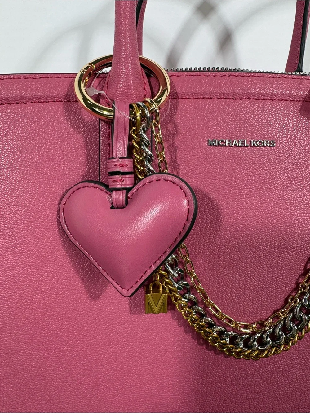 NWT Michael Kors Laila Leather Medium Satchel Handbag in Rosewood Pink